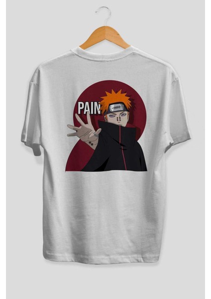 Paın Naruto Anime Arka Baskılı Beyaz Oversize T-Shirt Pamuk Erkek Kadın fiyatları
