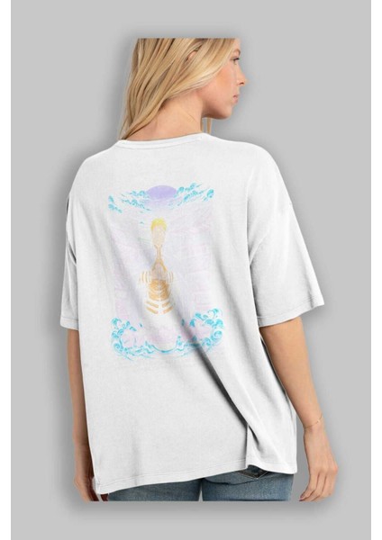 Naruto (8) Anime Arka Baskılı Beyaz Oversize T-Shirt Pamuk Erkek Kadın modelleri