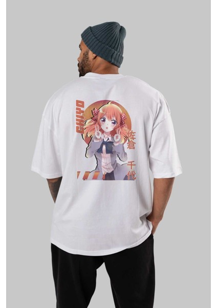 Chiyo Sakura 5 Anime Arka Baskılı Beyaz Oversize T-Shirt Pamuk Erkek Kadın fırsatları