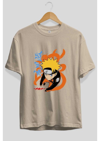 Naruto Uzumaki 1 Anime Ön Baskılı Bej Oversize T-Shirt Erkek Kadın fiyatları