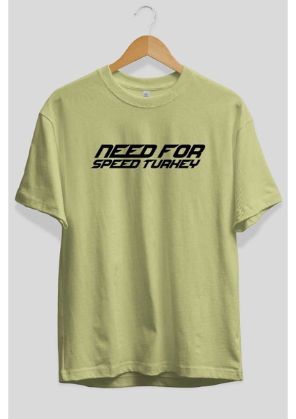 Need For Speed Turkey Ön Baskılı Bej Oversize T-Shirt Erkek Kadın Bisiklet Yaka fiyatları
