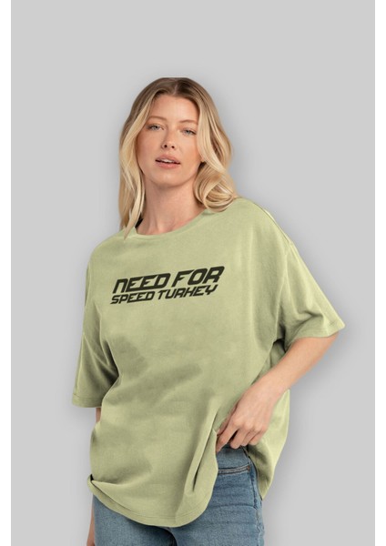 Need For Speed Turkey Ön Baskılı Bej Oversize T-Shirt Erkek Kadın Bisiklet Yaka fırsatları