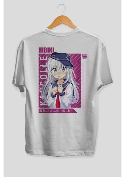 Hibiki 4 Anime Arka Baskılı Beyaz Oversize T-Shirt Pamuk Erkek Kadın fiyatları