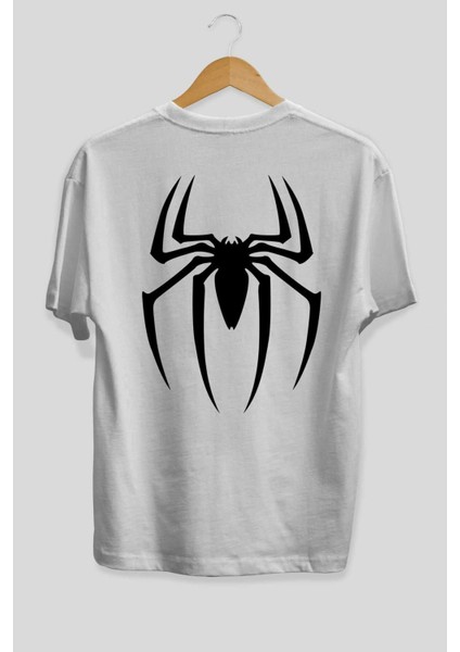 Spiderman Arka Baskılı Beyaz Oversize T-Shirt Erkek Kadın Bisiklet Yaka fiyatları