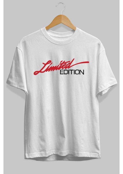 Limited Edition Ön Baskılı Beyaz Oversize T-Shirt Erkek Kadın Bisiklet Yaka fiyatları