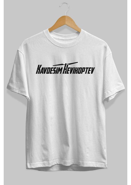 Kardeşim Helikopter Ön Baskılı Beyaz Oversize T-Shirt Erkek Kadın Bisiklet Yaka fiyatları