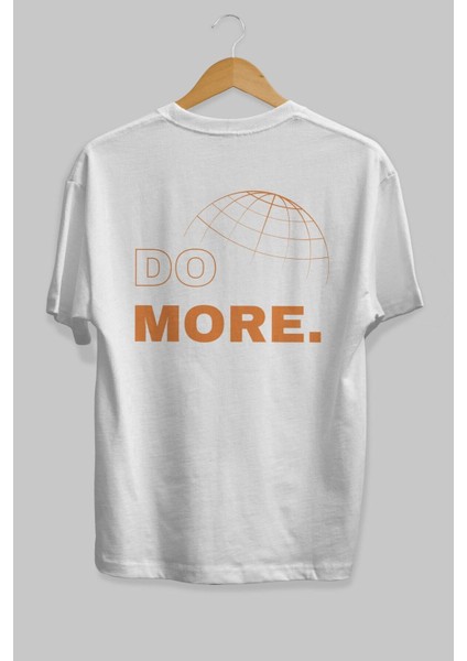 Do More Yazılı Arka Baskılı Beyaz Oversize T-Shirt Erkek Kadın Bisiklet Yaka fiyatları