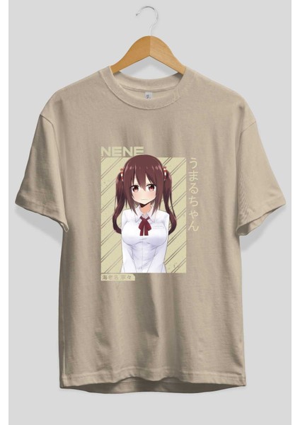 Nene Ebina 1 Anime Ön Baskılı Bej Oversize T-Shirt Erkek Kadın fiyatları