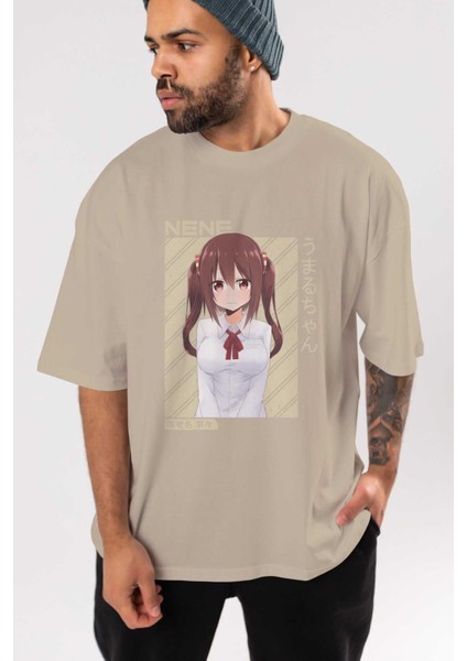 Nene Ebina 1 Anime Ön Baskılı Bej Oversize T-Shirt Erkek Kadın indirimleri