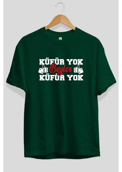 Küfür Yok Beyler Ön Baskılı Zümrüt Yeşili Oversize T-Shirt Erkek Kadın Bisiklet Yaka fiyatları