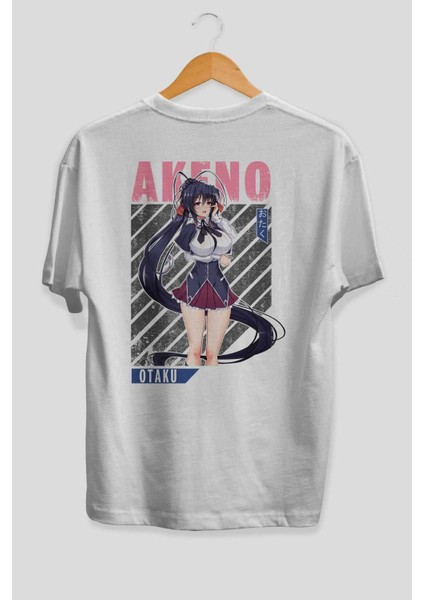 Akeno Himejima 4 Anime Arka Baskılı Beyaz Oversize T-Shirt Pamuk Erkek Kadın fiyatları