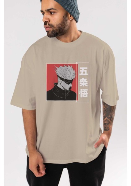 Jujutsu Kaısen 2 Anime Ön Baskılı Bej Oversize T-Shirt Erkek Kadın indirimleri