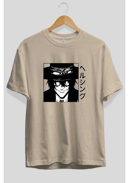 Alucard 1 Anime Ön Baskılı Bej Oversize T-Shirt Erkek Kadın fiyatları