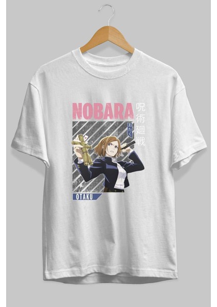 Nobara Kugisaki 6 Anime Ön Baskılı Beyaz Oversize T-Shirt Erkek Kadın fiyatları