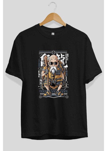 Roshi New Anime Ön Baskılı Siyah Oversize T-Shirt Erkek Kadın fiyatları