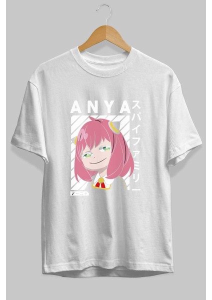 Anya Spyx Famıly Anime Ön Baskılı Beyaz Oversize T-Shirt Erkek Kadın fiyatları