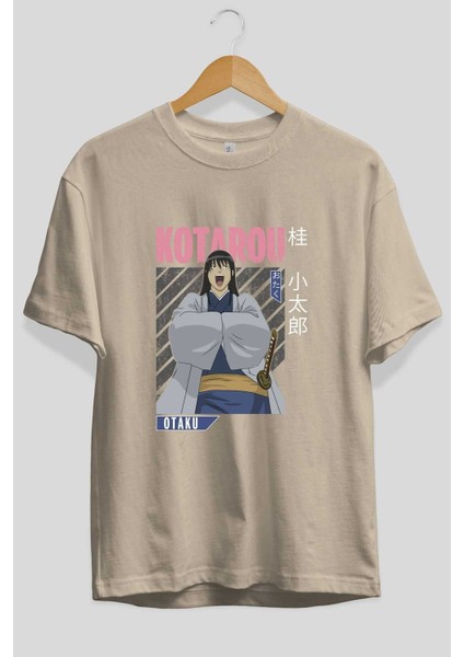 Kotarou Katsura Gıntama 1 Anime Ön Baskılı Bej Oversize T-Shirt Erkek Kadın fiyatları