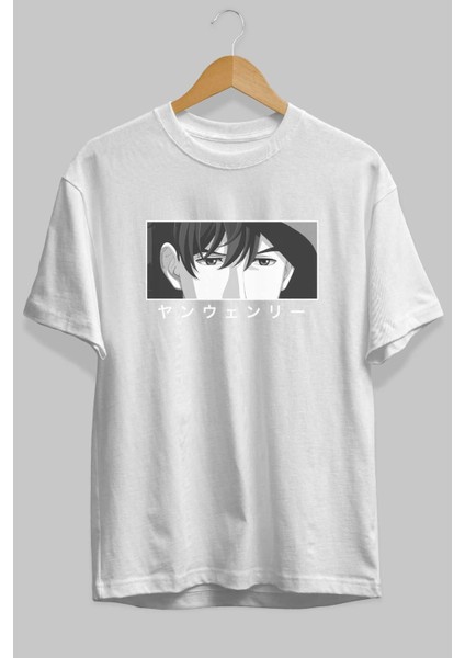 Wen-Li Yang 1 Anime Ön Baskılı Beyaz Oversize T-Shirt Erkek Kadın fiyatları