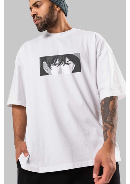 Wen-Li Yang 1 Anime Ön Baskılı Beyaz Oversize T-Shirt Erkek Kadın modelleri