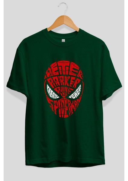 Spiderman Ön Baskılı Zümrüt Yeşili Oversize T-Shirt Erkek Kadın fiyatları