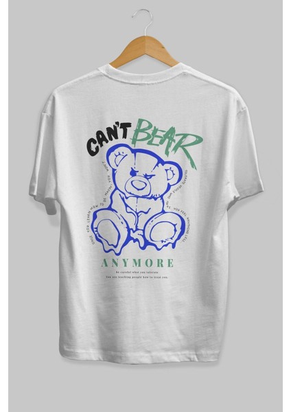 Cant Bear Anymore Arka Baskılı Beyaz Oversize T-Shirt Erkek Kadın Bisiklet Yaka fiyatları