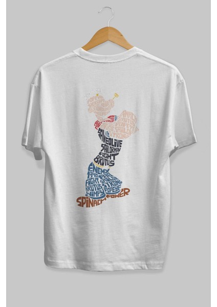 Sailorman Arka Baskılı Beyaz Oversize T-Shirt Erkek Kadın Bisiklet Yaka fırsatları