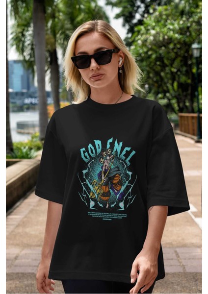 Eneru Anime Ön Baskılı Siyah Oversize T-Shirt Erkek Kadın indirimleri