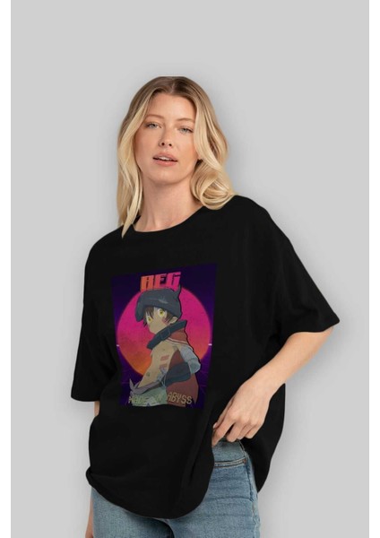 Reg 7 Anime Ön Baskılı Siyah Oversize T-Shirt Erkek Kadın fırsatları