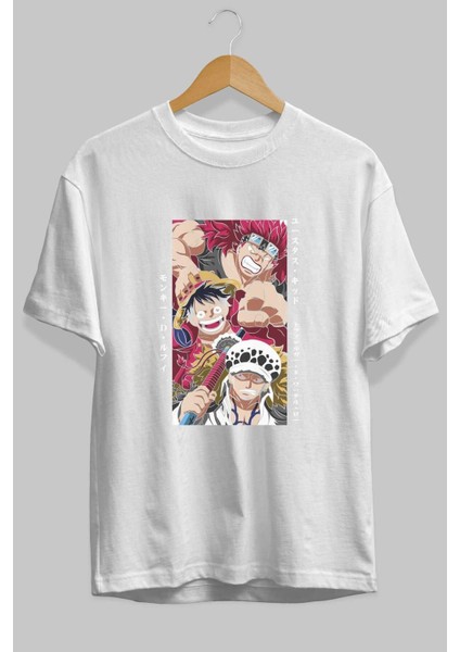 Super Novas One Piece Anime Ön Baskılı Beyaz Oversize T-Shirt Erkek Kadın fiyatları