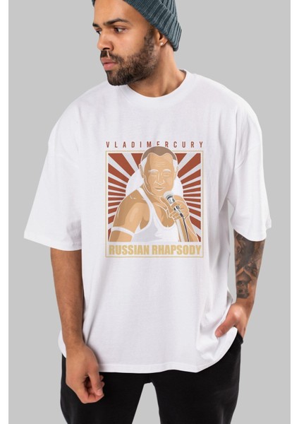 Freddy Puttin Ön Baskılı Beyaz Oversize T-Shirt Erkek Kadın Bisiklet Yaka fiyatları