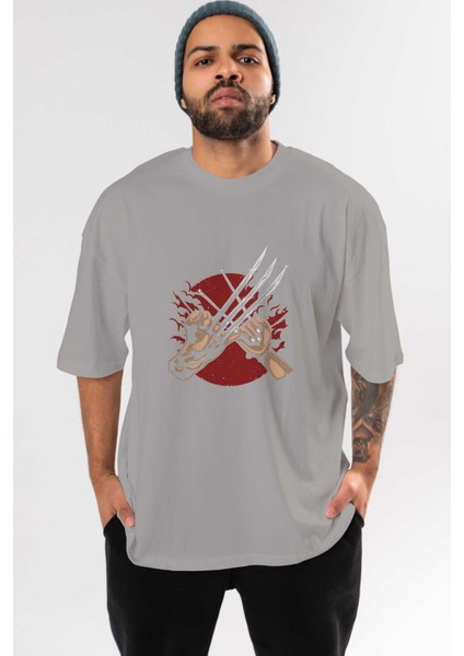 Like Father Like Daughter Ön Baskılı Gri Oversize T-Shirt Unisex Erkek Kadın Bisiklet Yaka