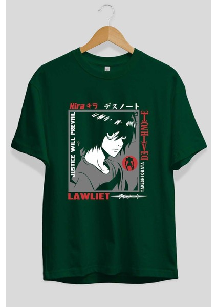 Death Note Anime Ön Baskılı Zümrüt Yeşili Oversize T-Shirt Erkek Kadın fiyatları