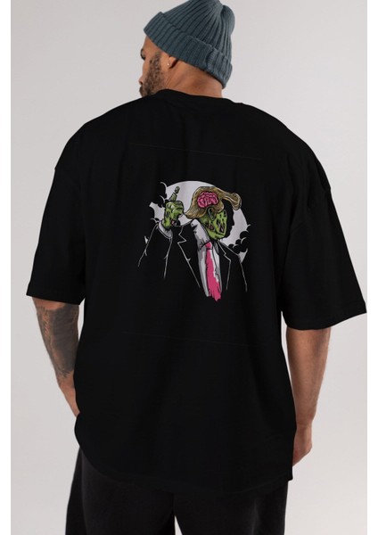 Make Zombie Great Again Arka Baskılı Siyah Oversize T-Shirt Erkek Kadın Bisiklet Yaka fiyatları