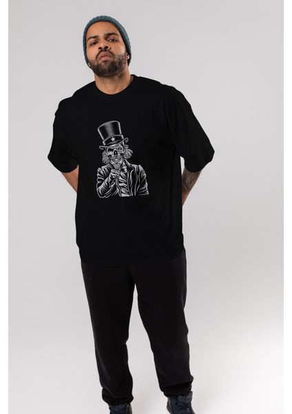 I Want You Skull Ön Baskılı Siyah Oversize T-Shirt Erkek Kadın Bisiklet Yaka indirimleri