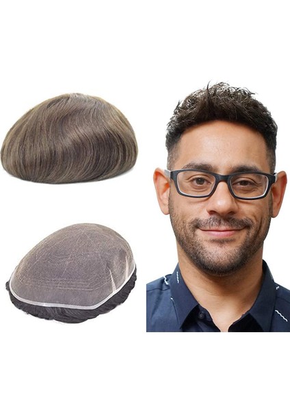 TF7959 Fransız Dantel Erkekler İçin Protez Saç - Toupee For Men - Doğal Dalgalı İnsan Saçı - Remy Saç - %130 Saç Yoğunluklu - Saç Değiştirme Sistemi - Peruk Ce Rohs