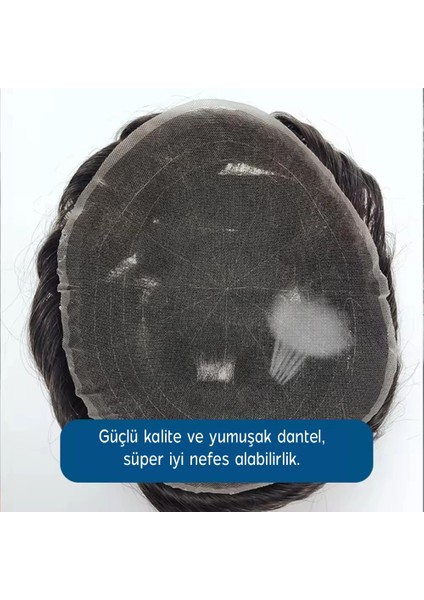 TF7959 Fransız Dantel Erkekler İçin Protez Saç - Toupee For Men - Doğal Dalgalı İnsan Saçı - Remy Saç - %130 Saç Yoğunluklu - Saç Değiştirme Sistemi - Peruk Ce Rohs