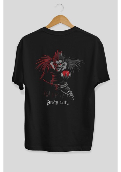 Death Note Ryuk Anime Arka Baskılı Siyah Oversize T-Shirt Erkek Kadın