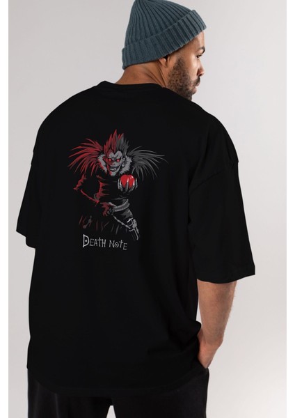 Death Note Ryuk Anime Arka Baskılı Siyah Oversize T-Shirt Erkek Kadın fırsatları