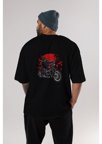 Zombie Slayer Arka Baskılı Siyah Oversize T-Shirt Erkek Kadın Bisiklet Yaka fırsatları