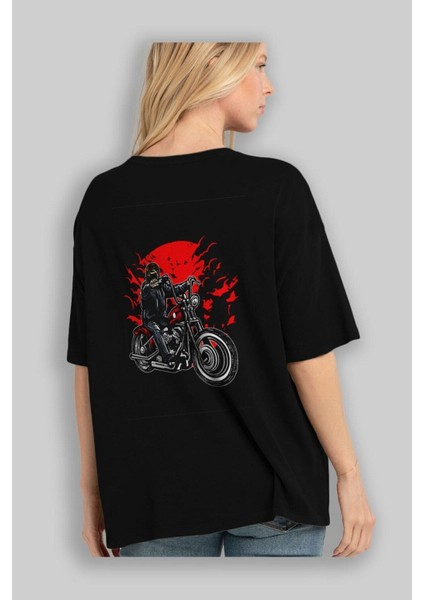 Zombie Slayer Arka Baskılı Siyah Oversize T-Shirt Erkek Kadın Bisiklet Yaka indirimleri