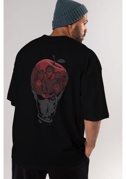Death Note -Ryuk Anime Arka Baskılı Siyah Oversize T-Shirt Erkek Kadın indirimleri