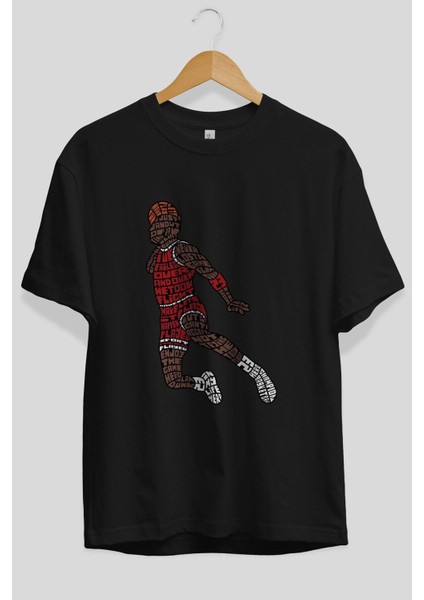 Slamdunk Ön Baskılı Siyah Oversize T-Shirt Erkek Kadın Bisiklet Yaka fiyatları