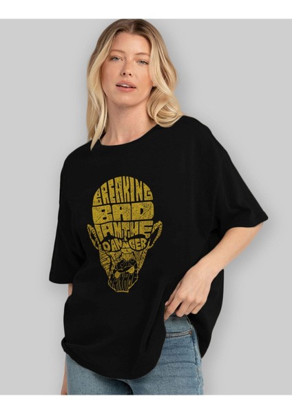 Breaking Bad Ön Baskılı Siyah Oversize T-Shirt Erkek Kadın Bisiklet Yaka fiyatları