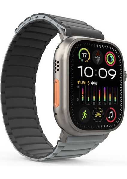 Apple Watch Ultra 49MM Kordon Çift Renkli Şık Silikon Strap Kayış KRD-122