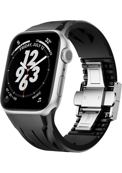 Apple Watch 10 42MM Kordon Metal Tokalı Kesilebilir Silikon KRD-127