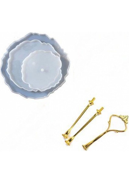 Epoksi Silikon Cupcake Standı Kalıp Yuvarlak Kek Standı 3'lü modelleri