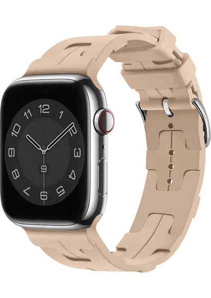 Apple Watch 38MM Kordon Silikon Yapılı Metal Tokalı KRD92