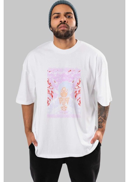 Naruto Sasuke Uchıha Anime Ön Baskılı Beyaz Oversize T-Shirt Erkek Kadın