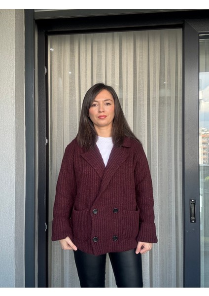 Bordo Kruvaze Yaka Ceket Hırka fırsatları