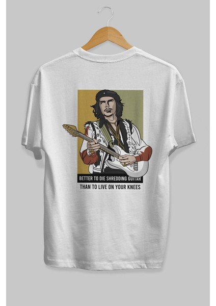 Che Guevara Arka Baskılı Beyaz Oversize T-Shirt Erkek Kadın Bisiklet Yaka fiyatları